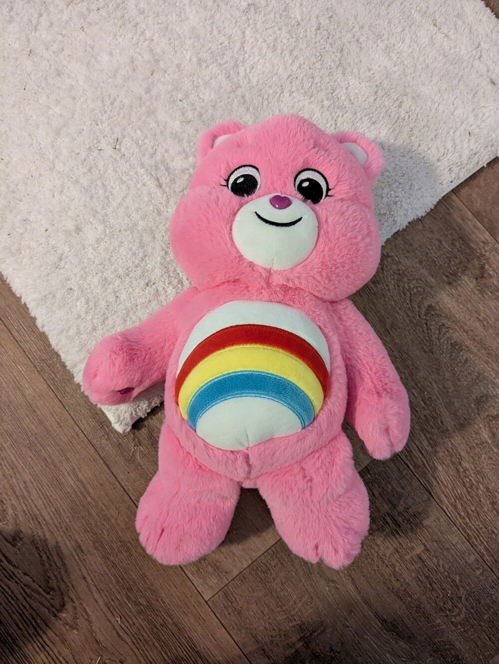 "Cheer Bear" Care Bears Pink Rainbow Belly Plush Bear